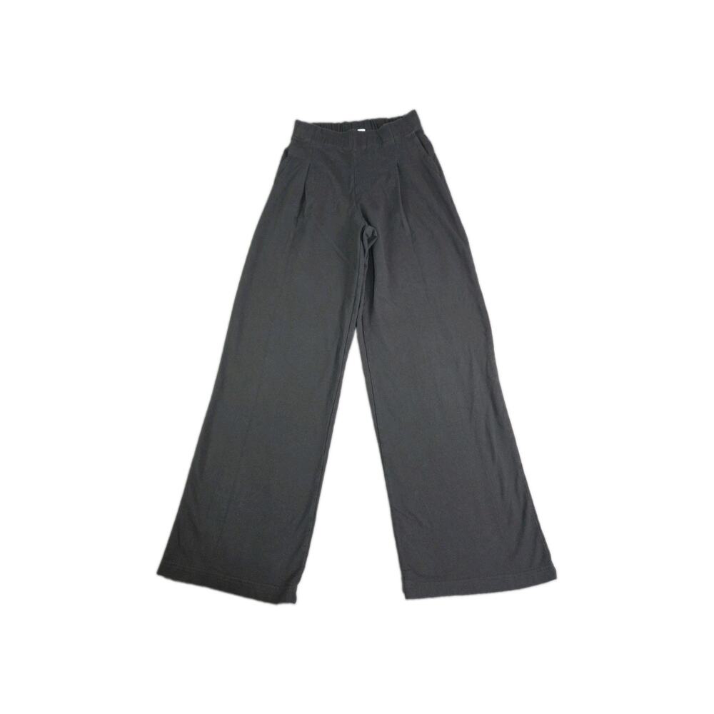Aerie Women's Sz S Long Black Gauze Wide Leg Pants Elastic Waist Pockets C40